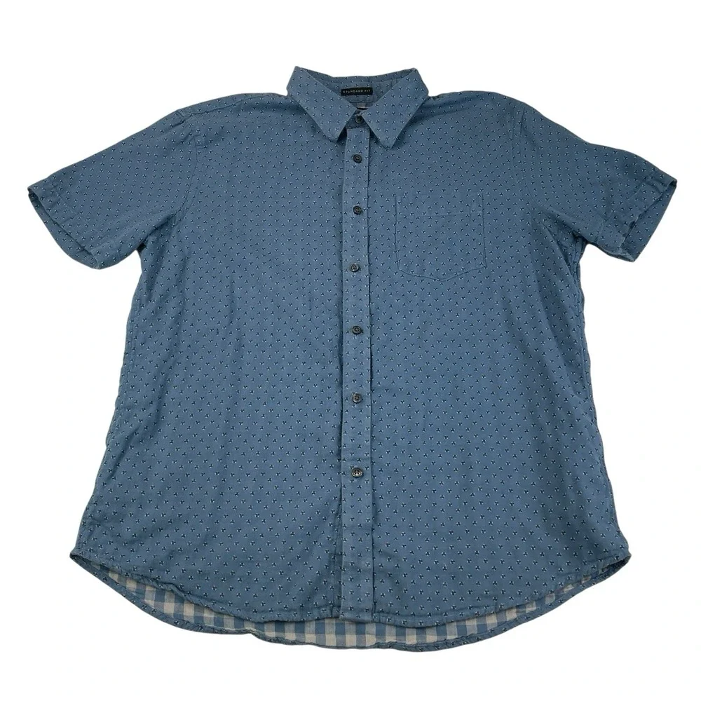 Banana‎ Republic Men's 100% cotton Blue Microprint Short Sleeve Button-Up Shirt
